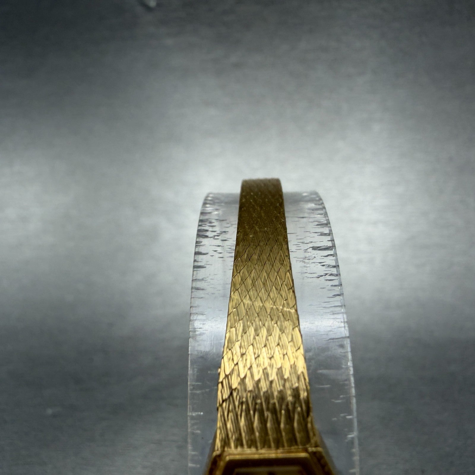 Elgin Watch Women 11mm Gold Dial Gold Tone Octagon New Battery Mesh band NOS4