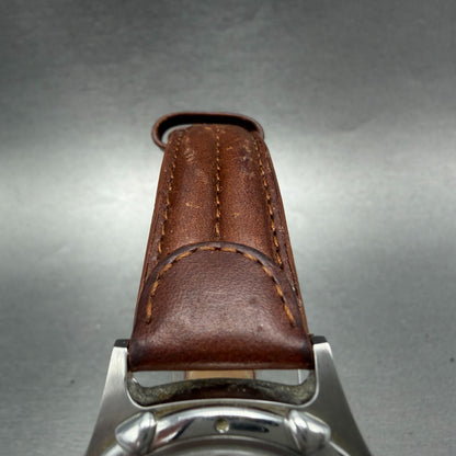 Wenger Watch Men 35mm White Dial Steel Date Round Leather Band 7010X New Battery4