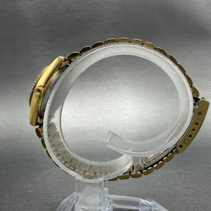 Seiko SQ Watch Women 24mm Black Dial Gold Tone Daydate READ!!!! 3E23-0A60 NewBat6