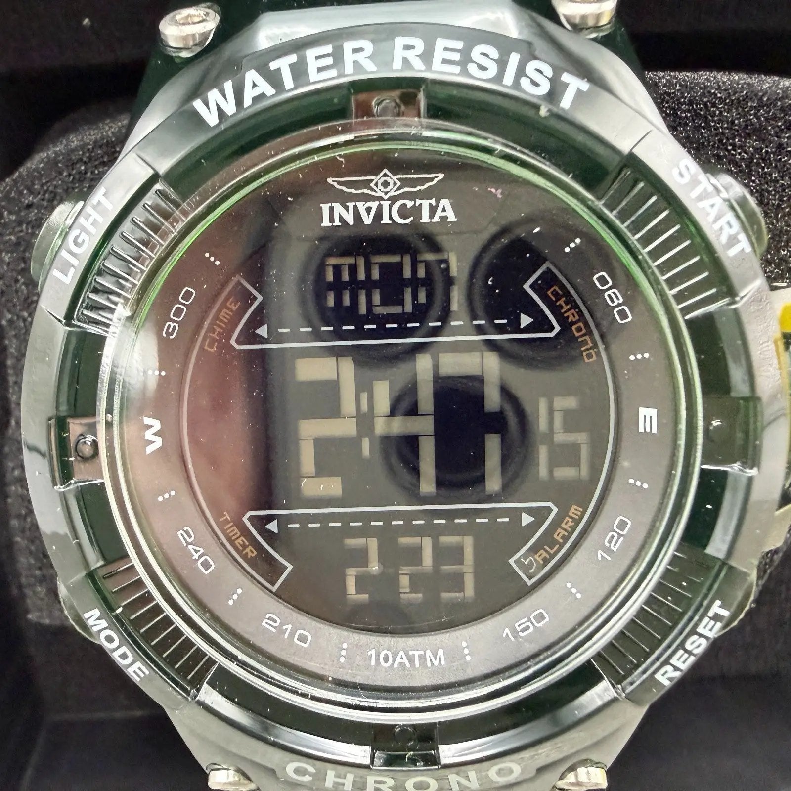 Invicta Racing Digital Watch Men Green Alarm Chrono Round Translucent New 490421