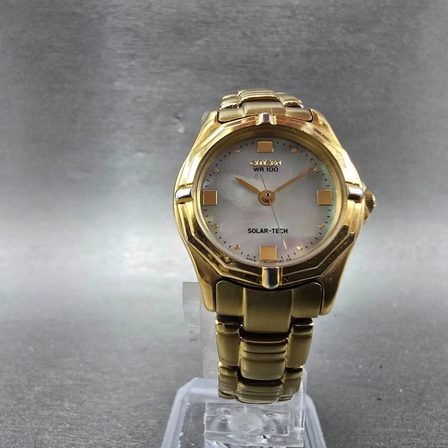 Citizen Eco-Drive Watch Women 25mm MOP Dial Gold Tone Round B230-H17311 Runs5