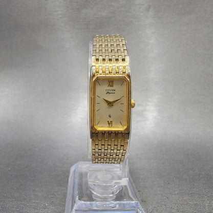 Citizen Tank Watch Women 14mm Champagne Dial Gold Tone 5421S26232 New Battery5