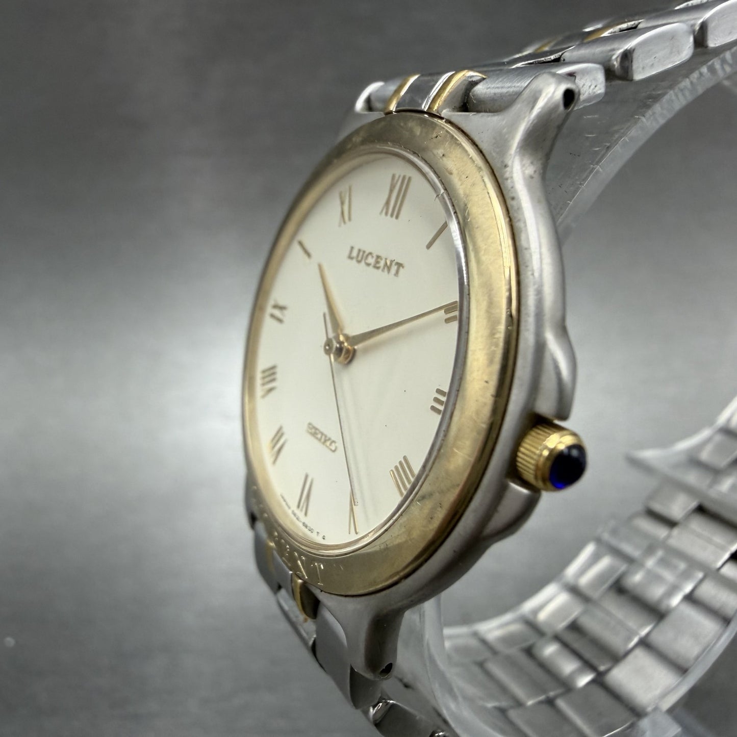 Seiko Lucent Watch Men 31mm White Dial Two Tone 5e21-6b70 New Battery JVTUTU2