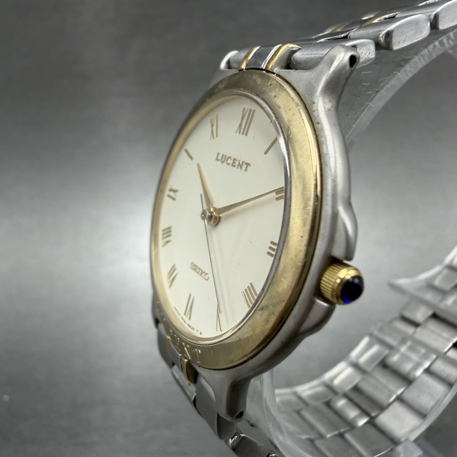Seiko Lucent Watch Men 31mm White Dial Two Tone 5e21-6b70 New Battery JVTUTU2
