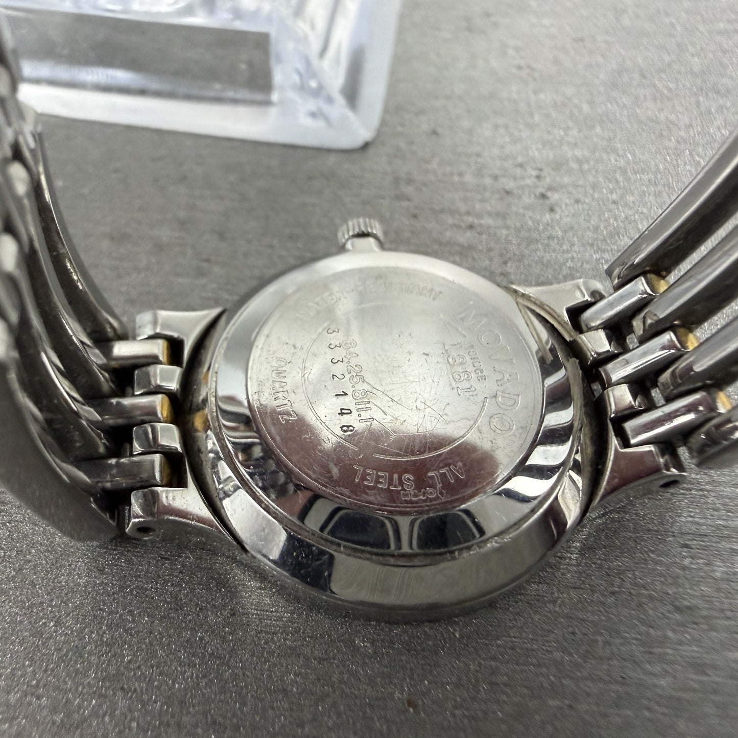 Movado Esperanza Watch Women 23mm Black Dial Two Tone Round 84A11821 New Batt A19