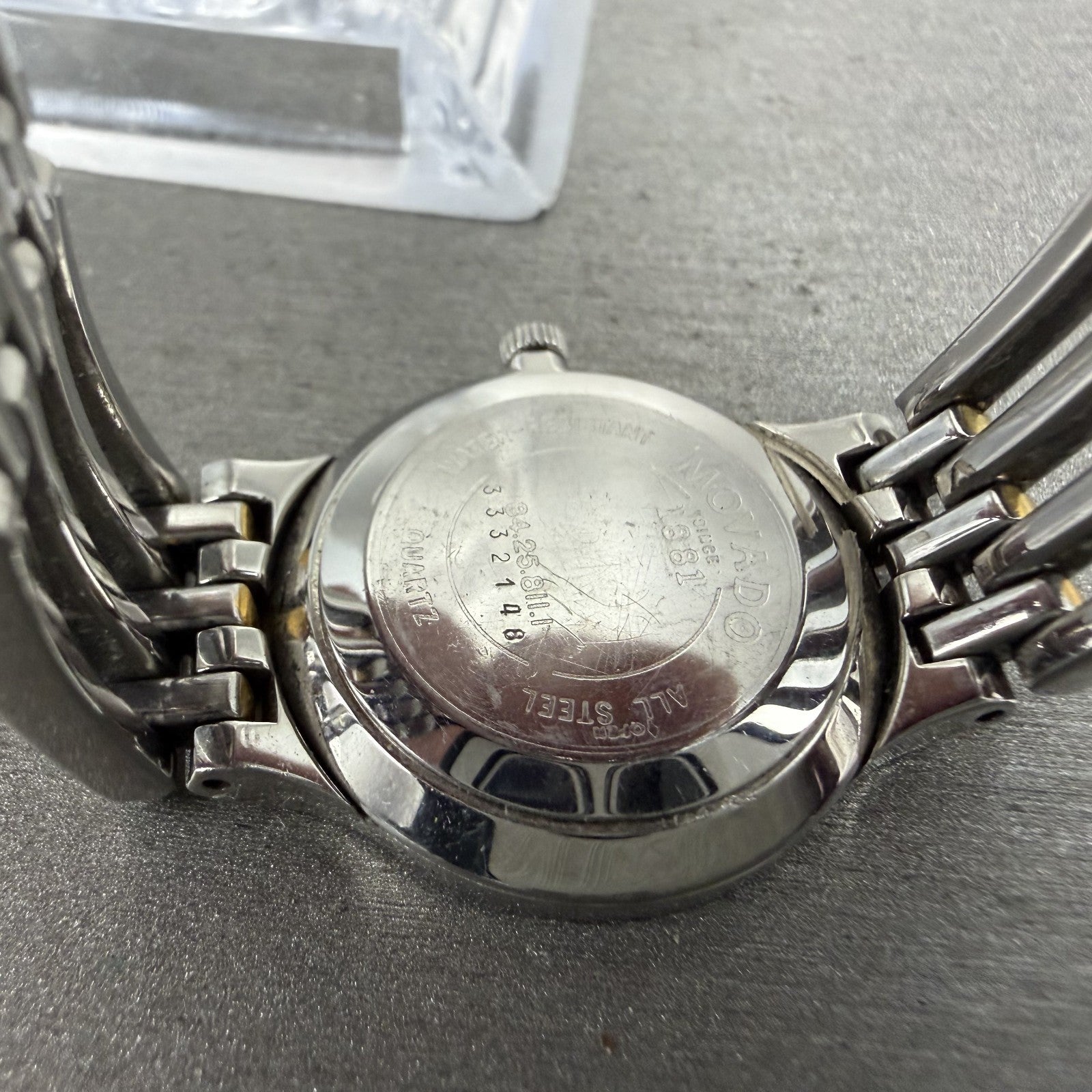 Movado Esperanza Watch Women 23mm Black Dial Two Tone Round 84A11821 New Batt A19