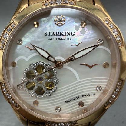 Starking Automatic Watch Women 35mm MOP Dial Rose Gold Tone Skeleton Runs1
