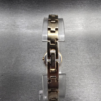 Seiko Watch Women 20mm MOP Dial Gold Tone Round 1N00-0GN0 New Battery VTG JP537