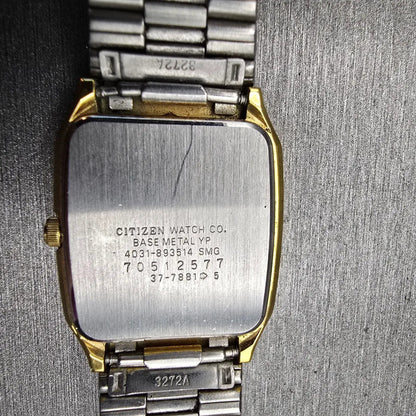 Citizen CQ Watch Men 27mm Champagne Dial Gold Tone 4031-893514 New Battery VTG10