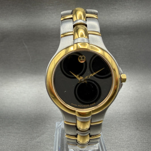 Movado Museum Watch Women 27mm Black Dial Two Tone Round 81 G3 1850 New Battery0