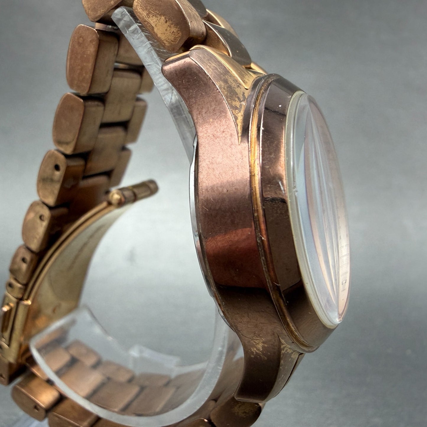 Michael Kors Runway Chronograph Watch Women 33mm Rose Dial Rose Gold New Battery3