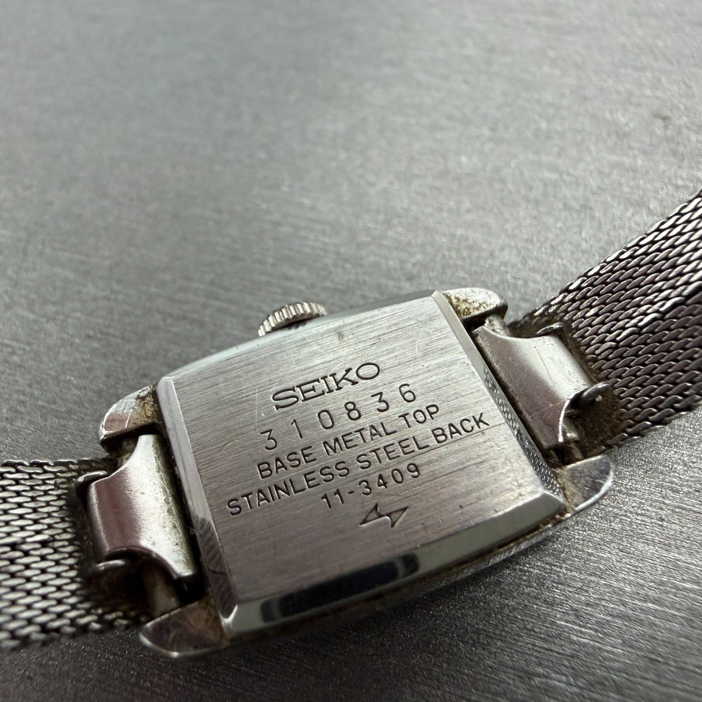Seiko Tank Watch Women 16mm Purple Dial Silver Tone Manual 11-3409 Runs Vintage9