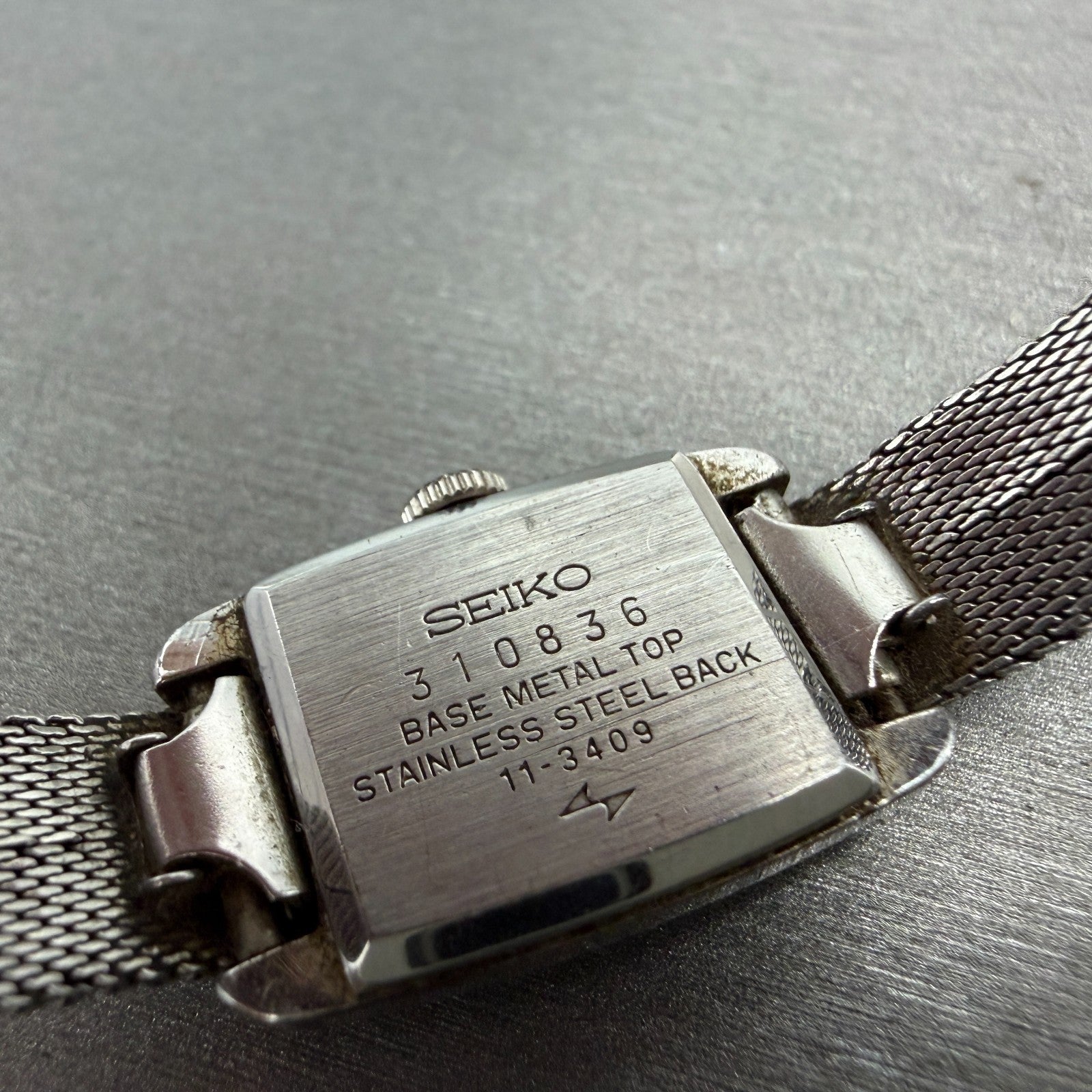 Seiko Tank Watch Women 16mm Purple Dial Silver Tone Manual 11-3409 Runs Vintage9