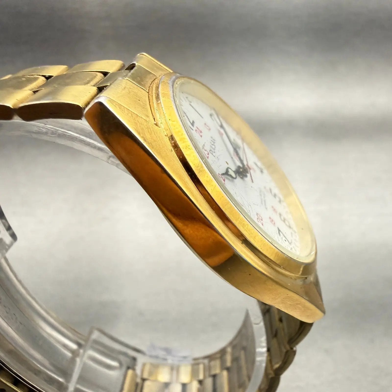 Pulsar Railroad Approved Watch Men 36mm White Dial Gold Daydate V733-9A40 NewBat3