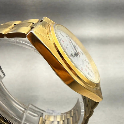 Pulsar Railroad Approved Watch Men 36mm White Dial Gold Daydate V733-9A40 NewBat3