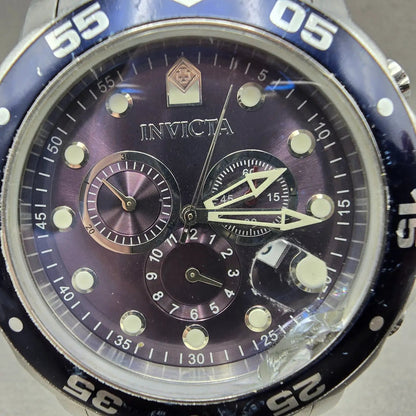 Invicta Pro Diver Chronograph Watch Men 49mm Purple Dial Silver Tone 0070 PARTS2