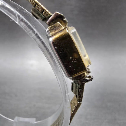 Hamilton Watch Women 15mm White Dial Gold Plated Diamonds Oval New Battery VTG3