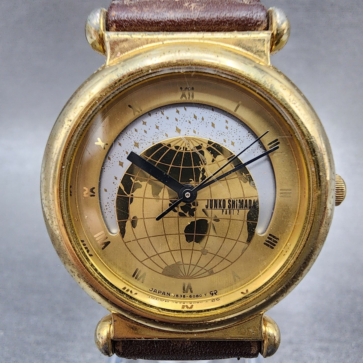 Junko Shimada Watch Women 30mm Gold Dial Gold Tone Round Day Night New Battery1