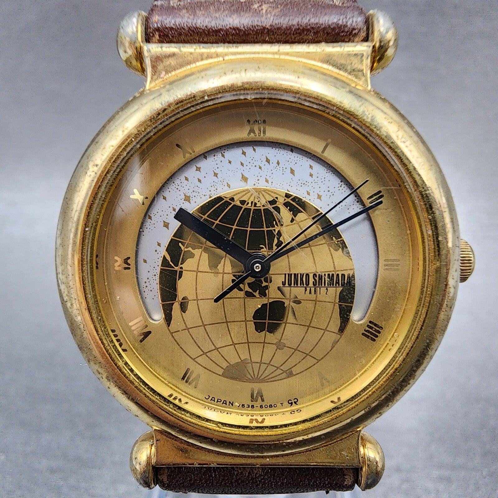 Junko Shimada Watch Women 30mm Gold Dial Gold Tone Round Day Night New Battery1
