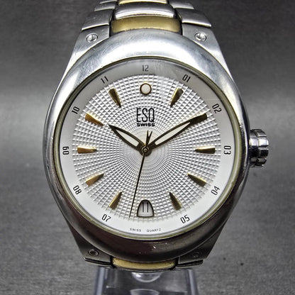 ESQ Watch Men 36mm Silver Dial Two Tone Date Round E5263 PARTS Swiss Bracelet0