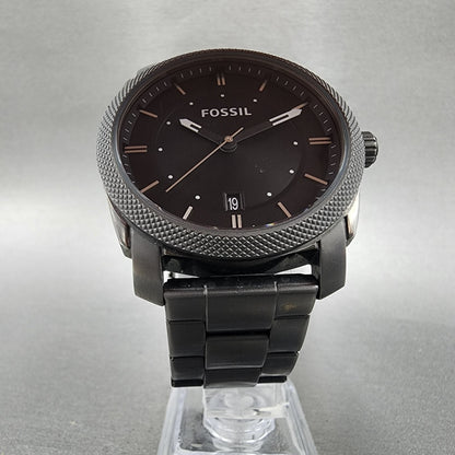 Fossil Machine Watch Men 42mm Black Dial Gray Tone Date Round FS4774 New Batt5