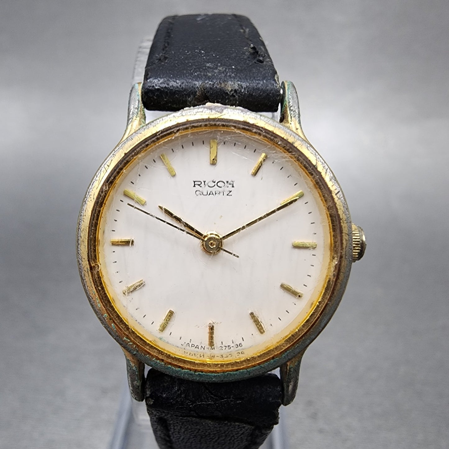 Rioch Watch Women 24mm White Dial Gold Tone Round New Battery Vintage1
