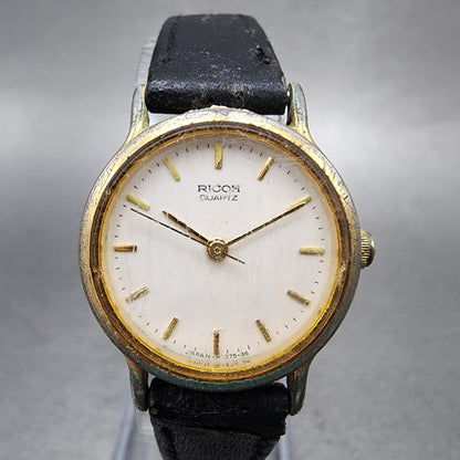 Rioch Watch Women 24mm White Dial Gold Tone Round New Battery Vintage1