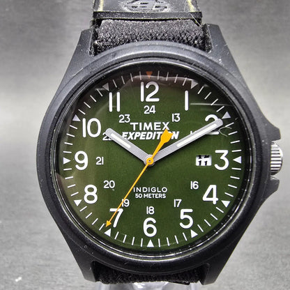 Timex Expedition Acadia Watch Men 40mm Green Dial Black Date READ!!! New Battery0
