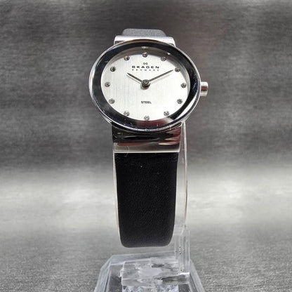 Skagen Watch Women 22mm Silver Dial Silver Tone Round 358XSSLBC New Battery LK5