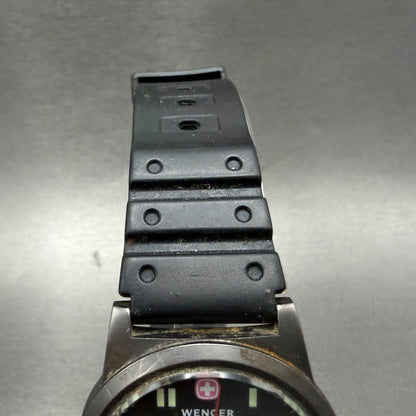 Wegner Swiss Military Watch Men 38mm Black Dial Silver Tone Date 72915 New Batt4