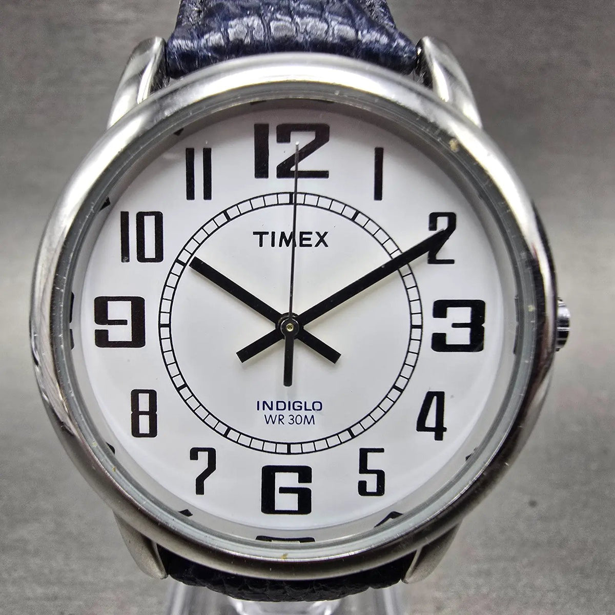 Timex Indiglo Watch Men 35mm White Dial Silver Tone Round T2G171 New Battery0