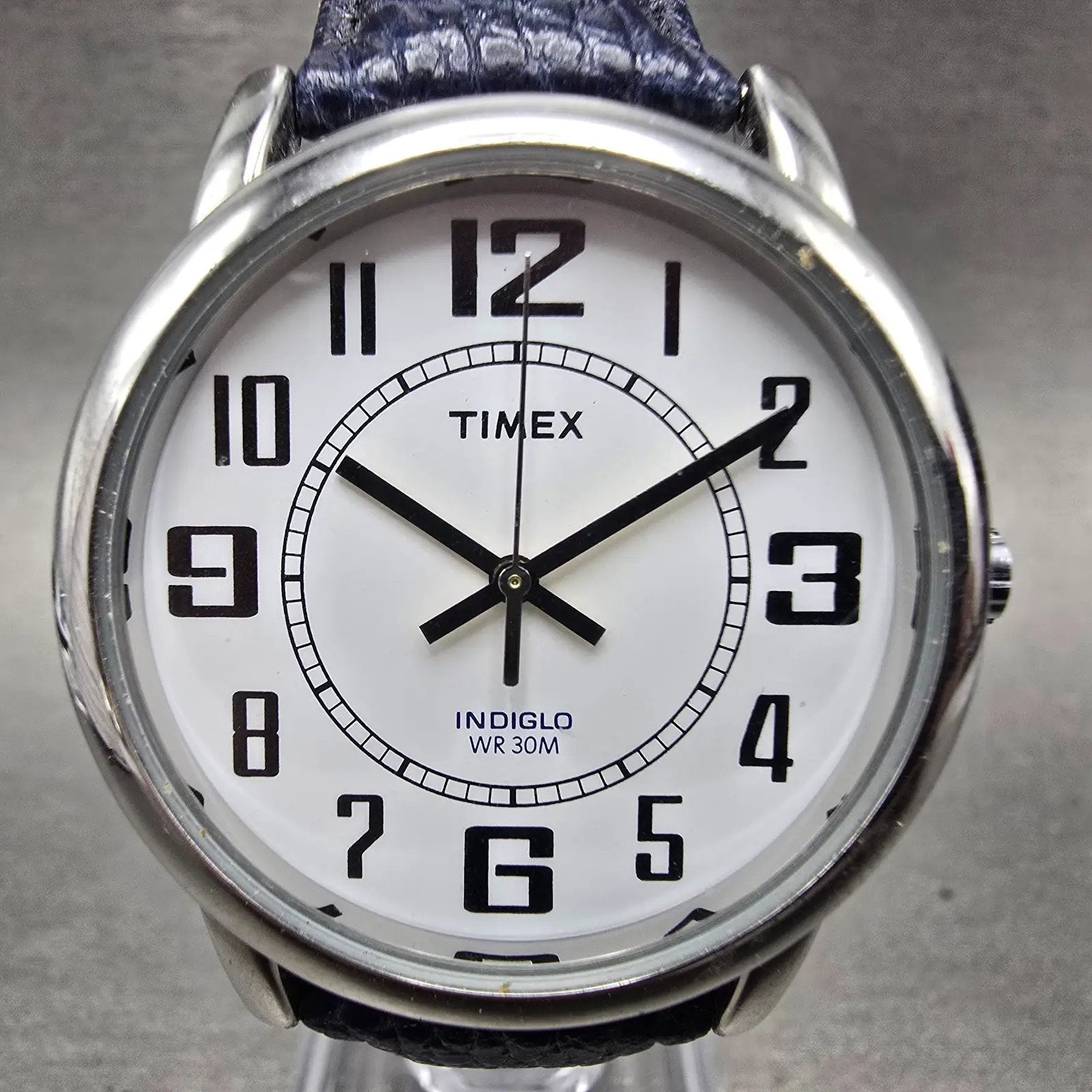 Timex Indiglo Watch Men 35mm White Dial Silver Tone Round T2G171 New Battery0
