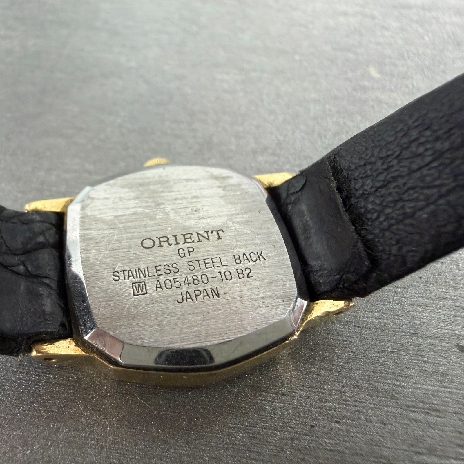 Orient Watch Women 21mm Black Dial Gold Tone Hexagon A05480-10 New Battery9