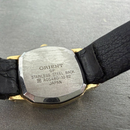 Orient Watch Women 21mm Black Dial Gold Tone Hexagon A05480-10 New Battery9