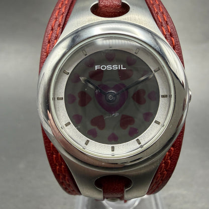 Fossil Big Tic Watch Women 26mm Heart Dial Silver Tone ES9739 New Battery0