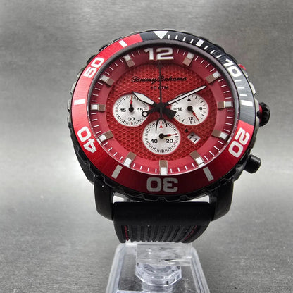 Tommy Bahama Atlantis Chronograph Watch Men 45mm Red Dial Black Tone Date NewBat5