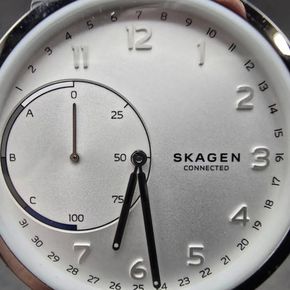 Skagen Connected Watch Men 42mm Silver Dial Silver Tone SKT1101 New Battery1