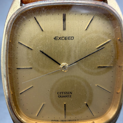 Citizen Exceed Watch Men 29mm Gold Dial Gold Tone Oval 4-795202 New Battery1