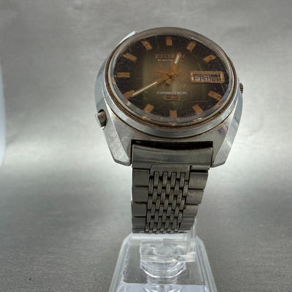 Citizen Cosmotron Watch Men 37mm Green Dial Silver Tone Daydate 7800-870255 PART6