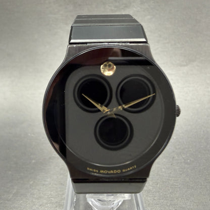 Movado Museum Watch Men 32mm Black Dial Black Tone Round 84.C6.880 New Battery1