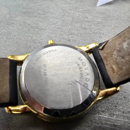 Movado Museum Watch Women 28mm Black Dial Gold Tone 07.3.36.1263 New Battery13