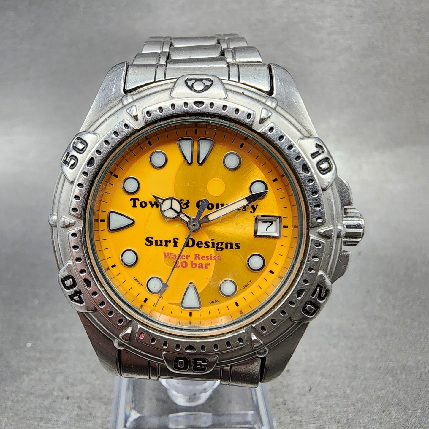 Orient Town & Country Surf Designs Watch Men 36mm Orange Dial Steel Date NewBatt0