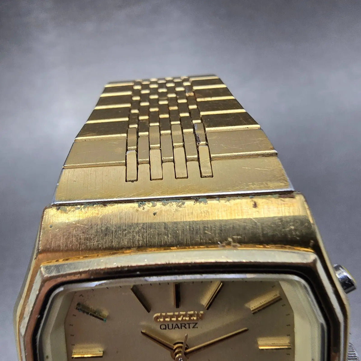 Citizen Analog Digital Watch Men 33mm Champagne Dial Gold 4-082184 PARTS VTG5