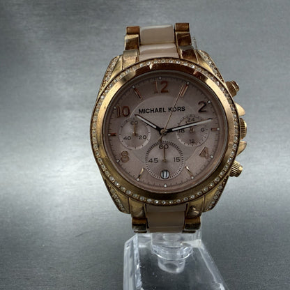 Michael Kors Blair Chronograph Watch Women 40mm White Dial Steel Date NewBat5