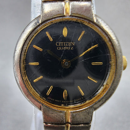 Citizen Watch Women 21mm Black Dial Two Tone Round 5920S006007 New Battery1