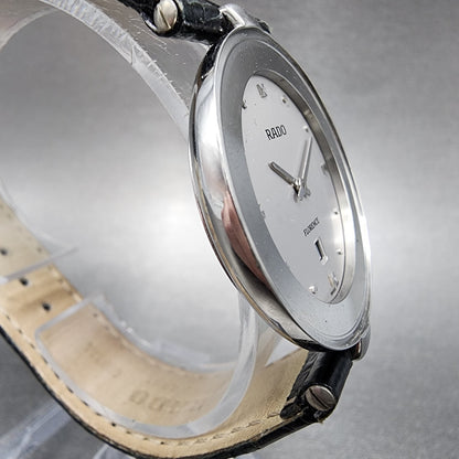Rado Florence Watch Men 32mm Silver Dial Steel Date Round NO CRYSTAL New Batt