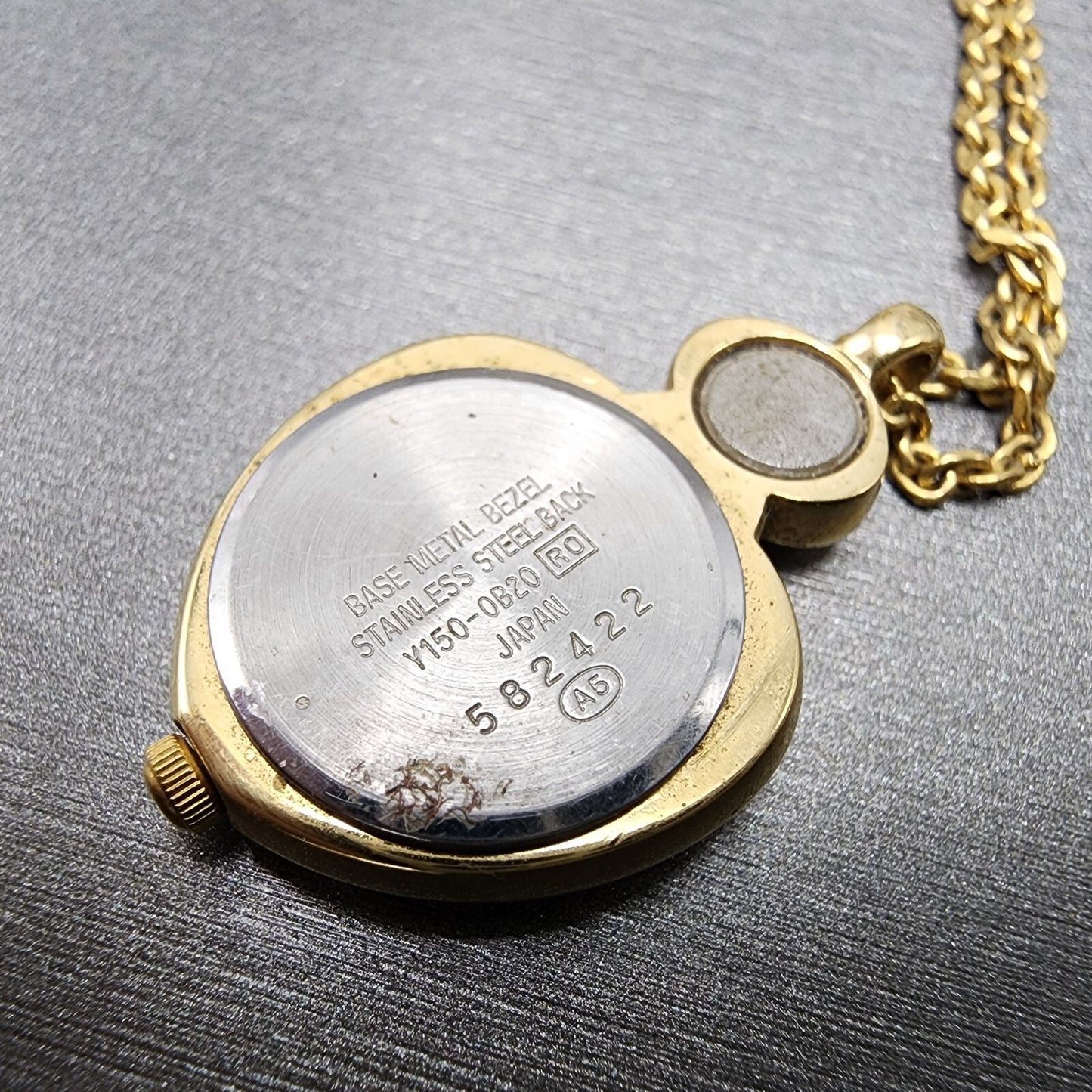 Alba Heart Necklace Watch Women 20mm Champagne Dial Gold Tone Y1500B20 New Batt7