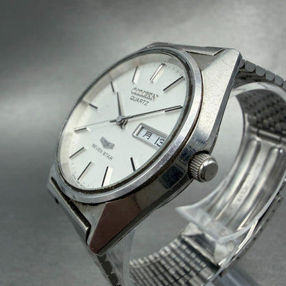 Citizen Seven Star Watch Men 35mm White Dial Silver Tone Daydate Round New Batt2