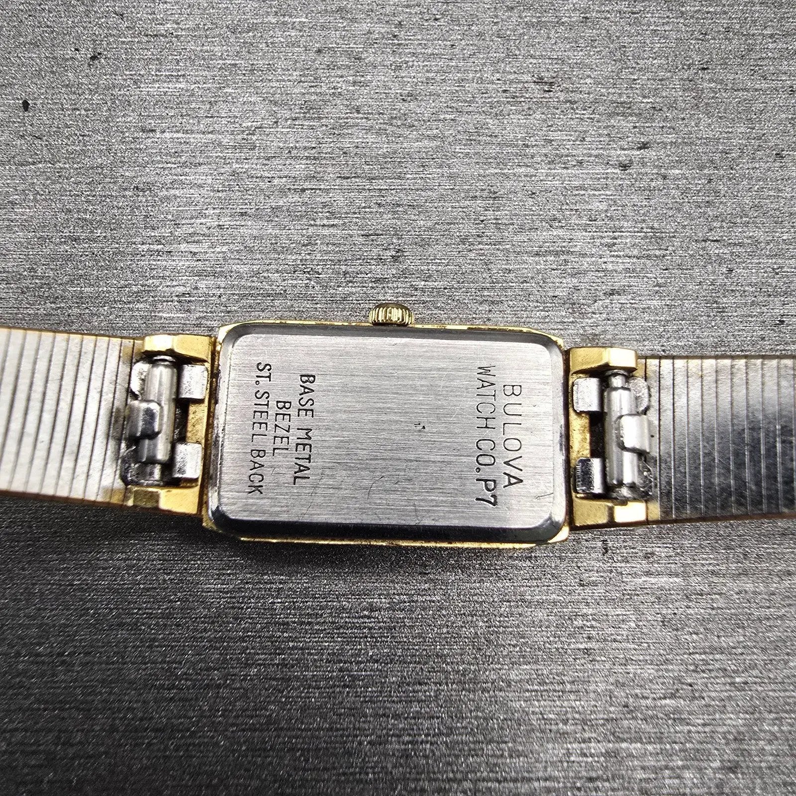Bulova Tank Watch Women 13mm Champagne Dial Gold Tone Rectangle 92T74 NewBattery10