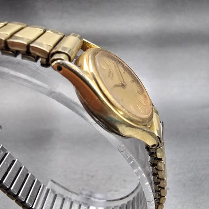 Seiko Watch Women 19mm Gold Dial Gold Tone Round 2P20-0080 New Battery Vintage3